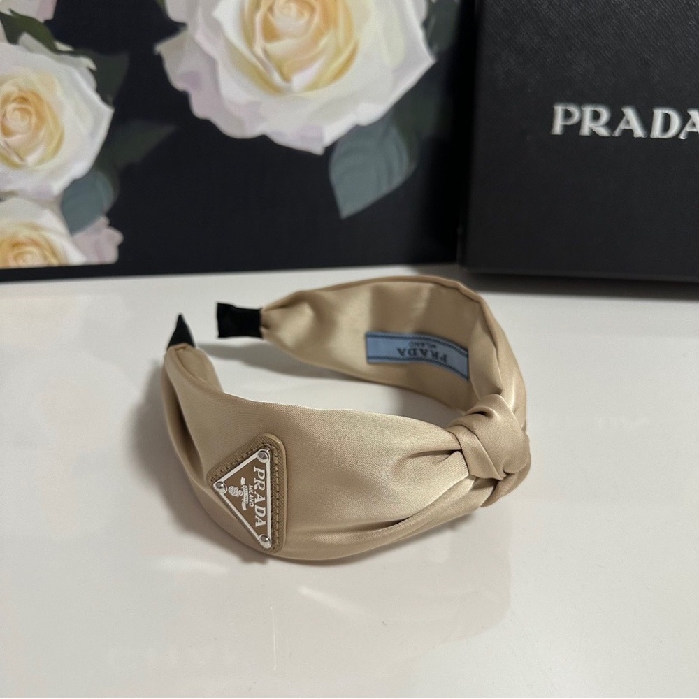 Prada Beige Satin Headband